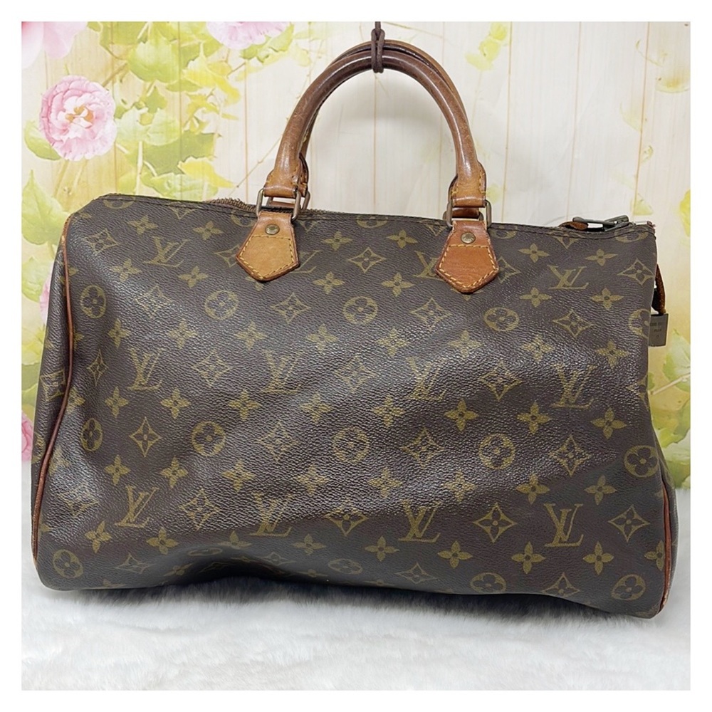 Authentic Louis Vuitton Monogram Speedy 35 Satchel Bag